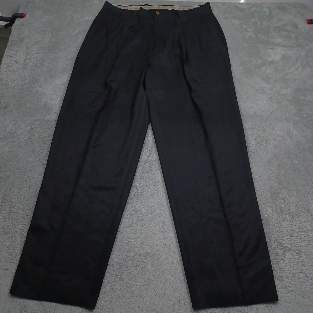 Tommy Bahama Pants Mens 36x30 Black Silk Pleated Pockets Casual